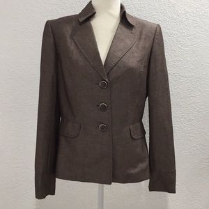 Tahari linen sz 8 brown blazer